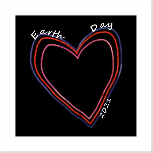 Earth Day 2021 Hearts Wall Art by ellenhenryart